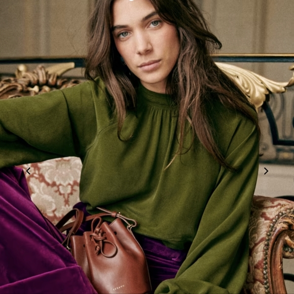 Sezane Tops - Sezane Utopie Blouse in Green Silk Sz. 36 / US 4 (S)